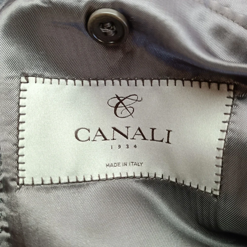 Canali 1934 Mens 37L Charcoal Grey Micro PinStripe Two Button Blazer Sport Coat